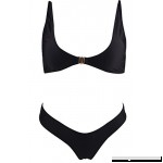 Push up Bikini Bathing Suits Pure Color Gold Lock Front Bikini Split Swimsuit Thong Bikini Set Black B07D8T2RFQ